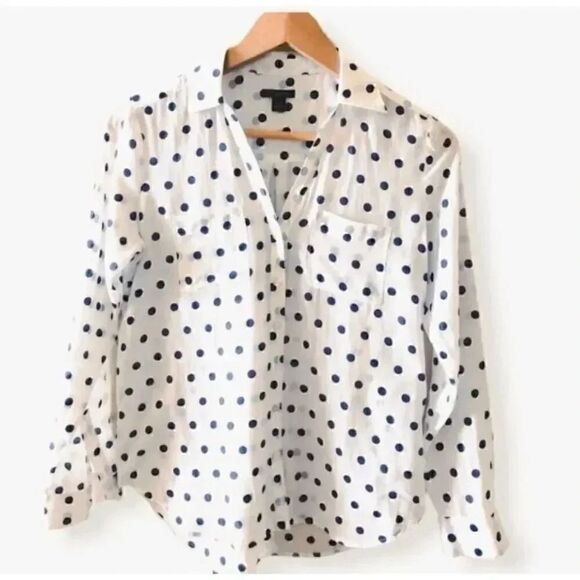 Ann Taylor Polka Dot Long Sleeve Lightweight Career Office  Stylish Blouse XSP - Picture 1 of 6